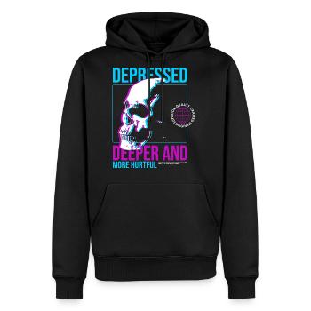 Depressed Streetwear - Men's Premium Hoodie - black - Front - Nico (187cm) & Julia (174cm)