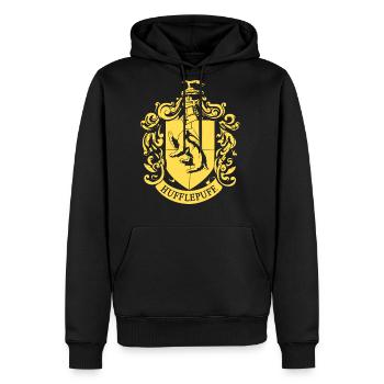 Armoiries de Poufsouffle Harry Potter - Molleton à capuche Premium pour homme - noir - Devant - Nico (187cm) & Julia (174cm)