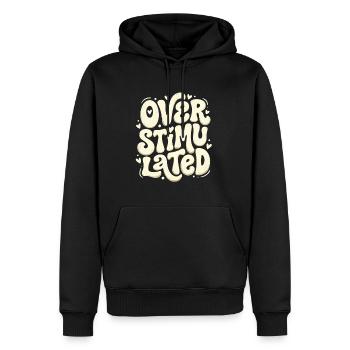 Overstimulated Hearts Typography - Men's Premium Hoodie - black - Front - Nico (187cm) & Julia (174cm)