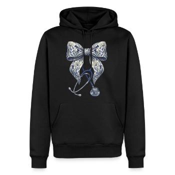 Floral Bow Stethoscope - Men's Premium Hoodie - black - Front - Nico (187cm) & Julia (174cm)