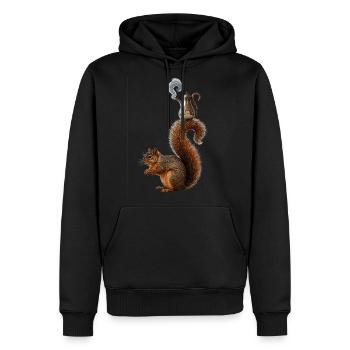 The Squirrel Waiter - Men's Premium Hoodie - black - Front - Nico (187cm) & Julia (174cm)