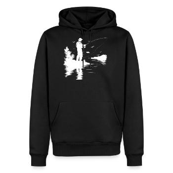 Fisherman Graphic - Men's Premium Hoodie - black - Front - Nico (187cm) & Julia (174cm)