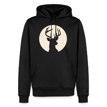 Christmas Deer - Men's Premium Hoodie - black - Front - Nico (187cm) & Julia (174cm)