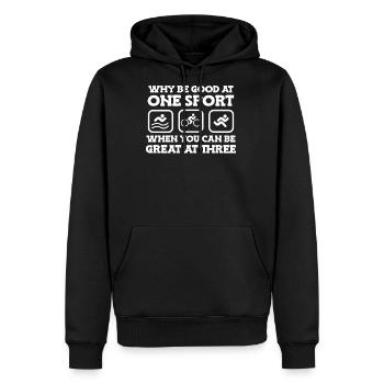Triathlon - Men's Premium Hoodie - black - Front - Nico (187cm) & Julia (174cm)