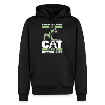 Yoga Instructor Cat - Men's Premium Hoodie - black - Front - Nico (187cm) & Julia (174cm)