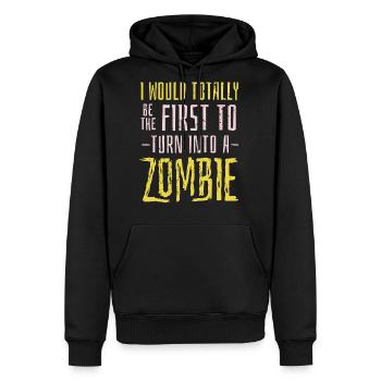 First To Turn Into A Zombie - Men's Premium Hoodie - black - Front - Nico (187cm) & Julia (174cm)