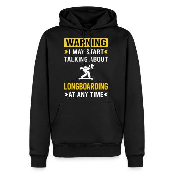Warning Longboarding Longboard Longboarder - Men's Premium Hoodie - black - Front - Nico (187cm) & Julia (174cm)