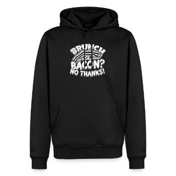 Brunch sans bacon? Non merci! -Lard - Molleton à capuche Premium pour homme - noir - Devant - Nico (187cm) & Julia (174cm)