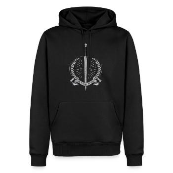 Born to wield the blade - Shield - Men's Premium Hoodie - black - Front - Nico (187cm) & Julia (174cm)