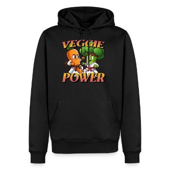 Cartoon Karate Carrot and Broccoli fighting - Men's Premium Hoodie - black - Front - Nico (187cm) & Julia (174cm)