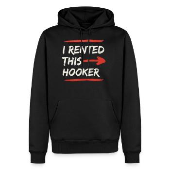 i rented this hooker - Men's Premium Hoodie - black - Front - Nico (187cm) & Julia (174cm)