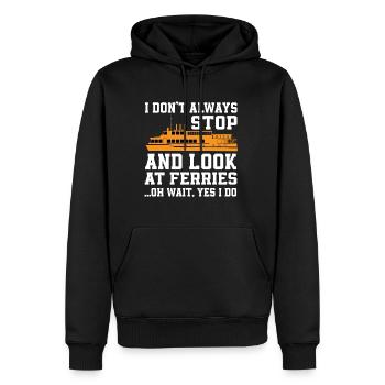 Fähre Spruch - Men's Premium Hoodie - black - Front - Nico (187cm) & Julia (174cm)
