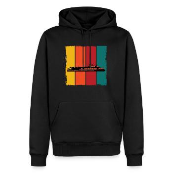 Retro Ferry Ship Seafarer - Men's Premium Hoodie - black - Front - Nico (187cm) & Julia (174cm)