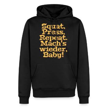 Squat Press Repeat - Men's Premium Hoodie - black - Front - Nico (187cm) & Julia (174cm)