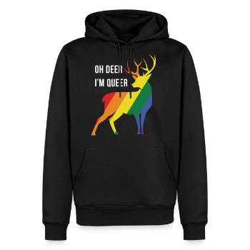 Oh Deer I m Queer - Men's Premium Hoodie - black - Front - Nico (187cm) & Julia (174cm)
