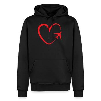 Love heart airplane travel gift - Men's Premium Hoodie - black - Front - Nico (187cm) & Julia (174cm)