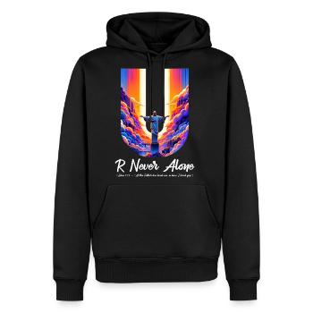 U Never Alone: Neon Christ Vision - Men's Premium Hoodie - black - Front - Nico (187cm) & Julia (174cm)