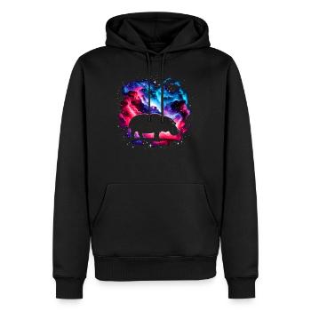 Cool Hippopotamus Galaxy Space Art - Men's Premium Hoodie - black - Front - Nico (187cm) & Julia (174cm)