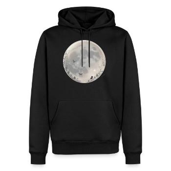 Moonlit Flight Serene Night Sky - Men's Premium Hoodie - black - Front - Nico (187cm) & Julia (174cm)