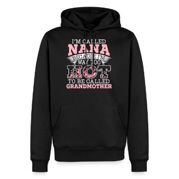 Je m’appelle Nana Grand-mère Grand-mère Grand-mère Grand-mère - Molleton à capuche Premium pour homme - noir - Devant - Nico (187cm) & Julia (174cm)