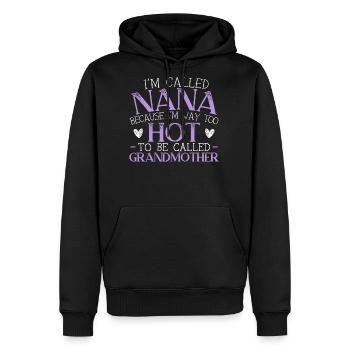 Je m’appelle Nana Grand-mère Grand-mère Grand-mère Grand-mère - Molleton à capuche Premium pour homme - noir - Devant - Nico (187cm) & Julia (174cm)