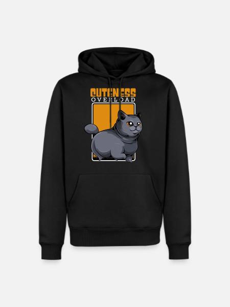 Overload Cute Kawaii Cat - Men's Premium Hoodie - black