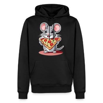 Cute mouse with pizza - Men's Premium Hoodie - black - Front - Nico (187cm) & Julia (174cm)