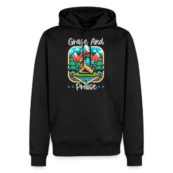 Funny Goat Yoga Meditation Yoga Instructor Namaste - Men's Premium Hoodie - black - Front - Nico (187cm) & Julia (174cm)