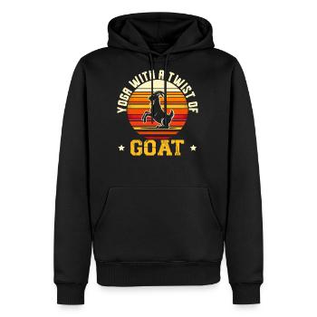Funny Goat Yoga Meditation Yoga Instructor Namaste - Men's Premium Hoodie - black - Front - Nico (187cm) & Julia (174cm)