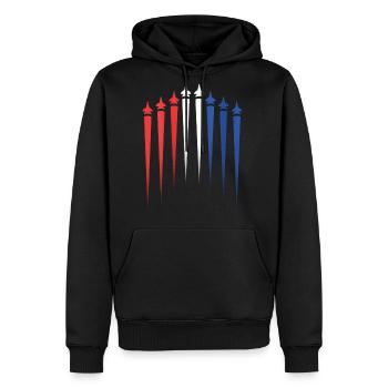 Patriotic 4th July Aircraft - Men's Premium Hoodie - black - Front - Nico (187cm) & Julia (174cm)