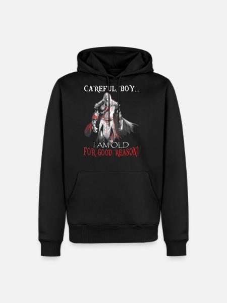 Careful Boy I m Old For A Reason - Men's Premium Hoodie - black