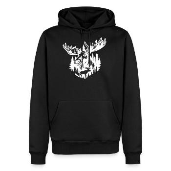 Majestic Moose Forest Illustration - Men's Premium Hoodie - black - Front - Nico (187cm) & Julia (174cm)