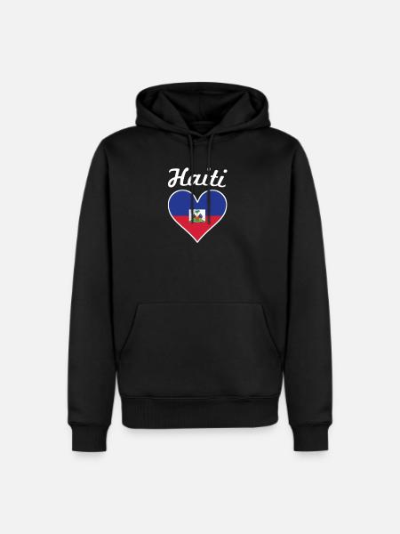 Haiti Flag Heart - Men's Premium Hoodie - black