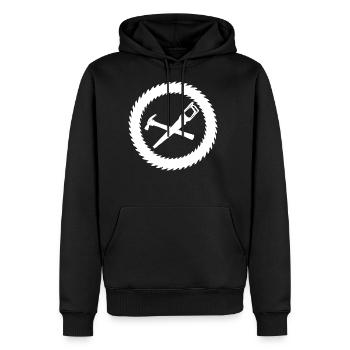 Carpenter carpenter circular saw - Men's Premium Hoodie - black - Front - Nico (187cm) & Julia (174cm)