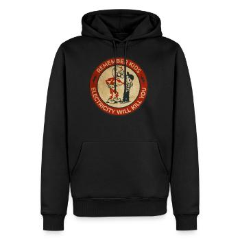 Warning Remember Kids Electricity Will Kill You - Men's Premium Hoodie - black - Front - Nico (187cm) & Julia (174cm)