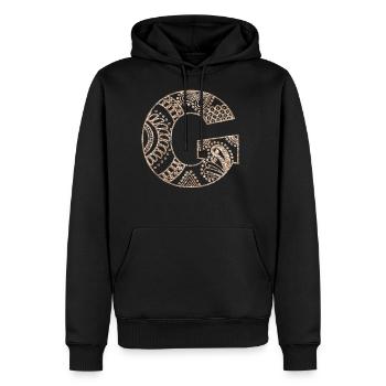 Flora Mandala Monogram G| Mandala Monogram G - Men's Premium Hoodie - black - Front - Nico (187cm) & Julia (174cm)