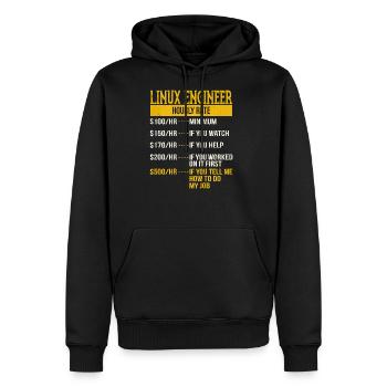 Hourly Rate Shirt for Linux Engineers Unix Geek Gi - Men's Premium Hoodie - black - Front - Nico (187cm) & Julia (174cm)