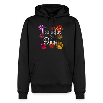 Thankful for Dogs (speckled paws) - Men's Premium Hoodie - black - Front - Nico (187cm) & Julia (174cm)