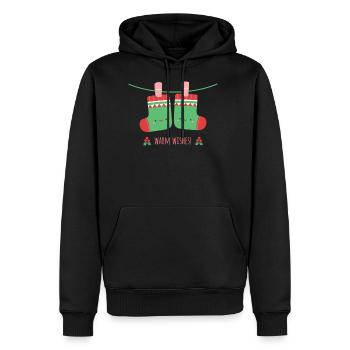 Cute Warm Wishes Christmas Socks - Men's Premium Hoodie - black - Front - Nico (187cm) & Julia (174cm)