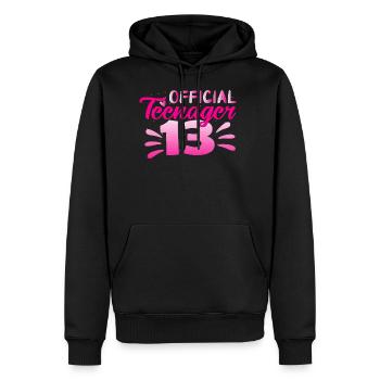 Official Teenager - Men's Premium Hoodie - black - Front - Nico (187cm) & Julia (174cm)