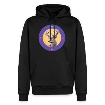 Deer Retro - Men's Premium Hoodie - black - Front - Nico (187cm) & Julia (174cm)
