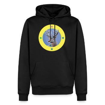 Deer Retro - Men's Premium Hoodie - black - Front - Nico (187cm) & Julia (174cm)