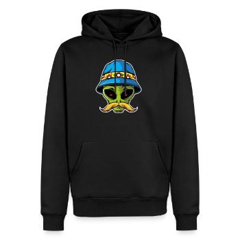 Mustache Alien - Men's Premium Hoodie - black - Front - Nico (187cm) & Julia (174cm)