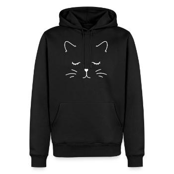 White Kitty Cat Face - Men's Premium Hoodie - black - Front - Nico (187cm) & Julia (174cm)