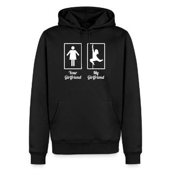 Your girlfriend my girlfriend - Men's Premium Hoodie - black - Front - Nico (187cm) & Julia (174cm)