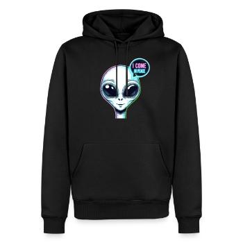 Alien: I come in peace - Men's Premium Hoodie - black - Front - Nico (187cm) & Julia (174cm)