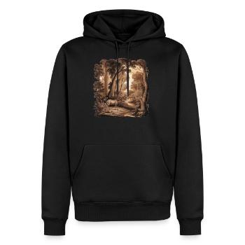 A Deer is Running in the Forest - Men's Premium Hoodie - black - Front - Nico (187cm) & Julia (174cm)