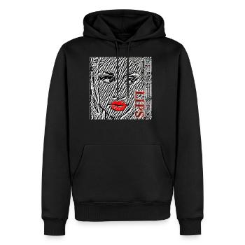 RED LIPS - Men's Premium Hoodie - black - Front - Nico (187cm) & Julia (174cm)