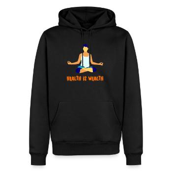 Meditation: Health is Wealth - Men's Premium Hoodie - black - Front - Nico (187cm) & Julia (174cm)