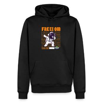 Freedom streetwear design - Men's Premium Hoodie - black - Front - Nico (187cm) & Julia (174cm)